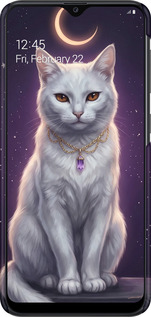 3D пластиковый матовый чехол Mystic White Cat Gothic Dark Purple Gold для Samsung Galaxy A20e A202F - 6805m-1709 изображение 