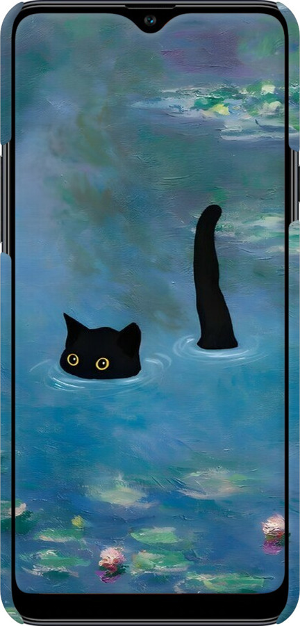 3D пластиковый матовый чехол С изображением кота и водяной лилии Monet для Samsung Galaxy A20s A207F - 6519m-1775 изображение 