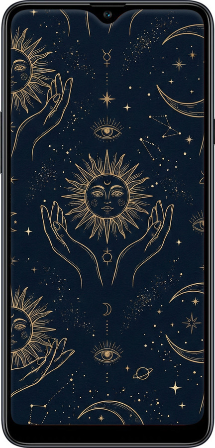 2D пластиковый чехол Celestial Harmony: Sun & Moon Gold Mystic Pattern для Samsung Galaxy A20s A207F - 6778t-1775 изображение 