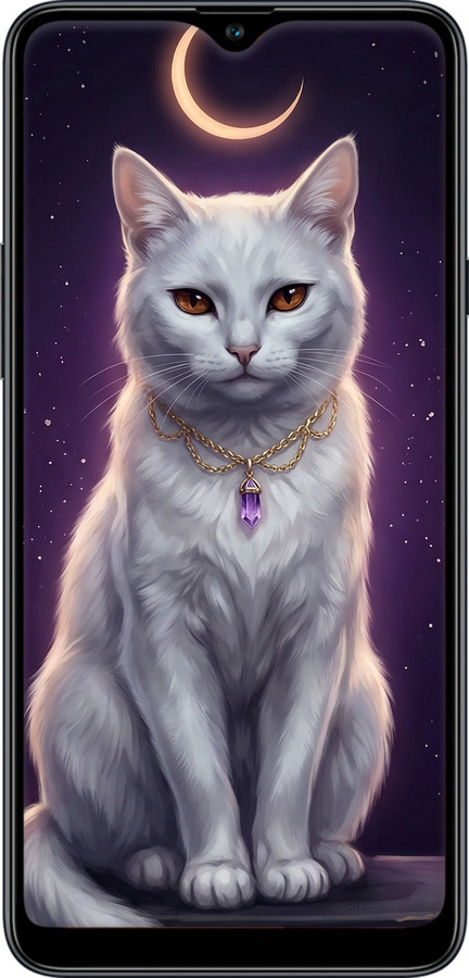 Силіконовий чехол Mystic White Cat Gothic Dark Purple Gold для Samsung Galaxy A20s A207F - 6805u-1775 изображение 