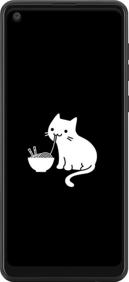 Силіконовий чехол Милий кіт на чорному фоні для Samsung Galaxy A21 - 6528u-1841 изображение 