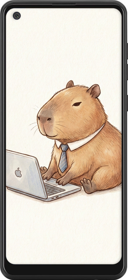 Силиконовый чехол Funny Capybara CEO Working для Samsung Galaxy A21 - 6777u-1841 изображение 