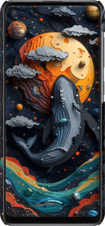 3D пластиковый матовый чехол Кит в космосе для Samsung Galaxy A21s A217F - 6328m-1943 изображение 