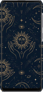 3D пластиковый матовый чехол Celestial Harmony: Sun & Moon Gold Mystic Pattern для Samsung Galaxy A21s A217F - 6778m-1943 изображение 