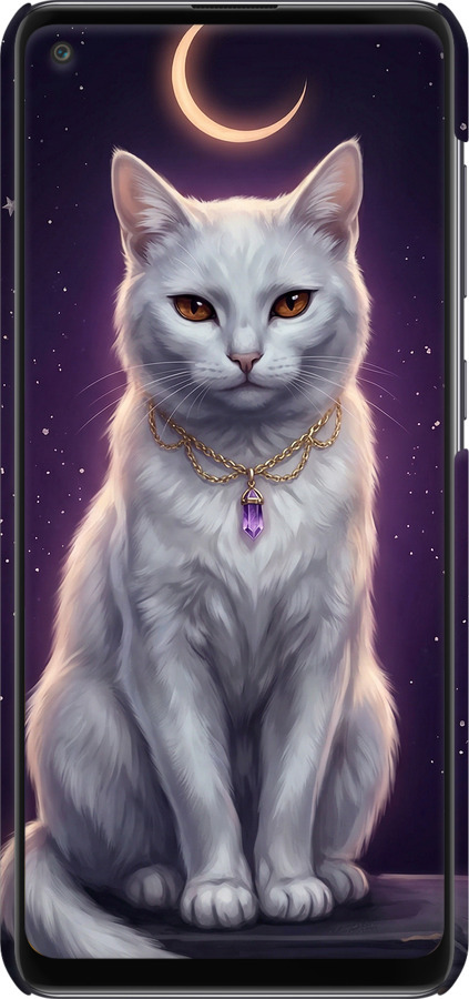 3D пластиковый матовый чехол Mystic White Cat Gothic Dark Purple Gold для Samsung Galaxy A21s A217F - 6805m-1943 изображение 