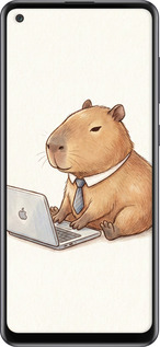 Силиконовый чехол Funny Capybara CEO Working для Samsung Galaxy A21s A217F - 6777u-1943 изображение 