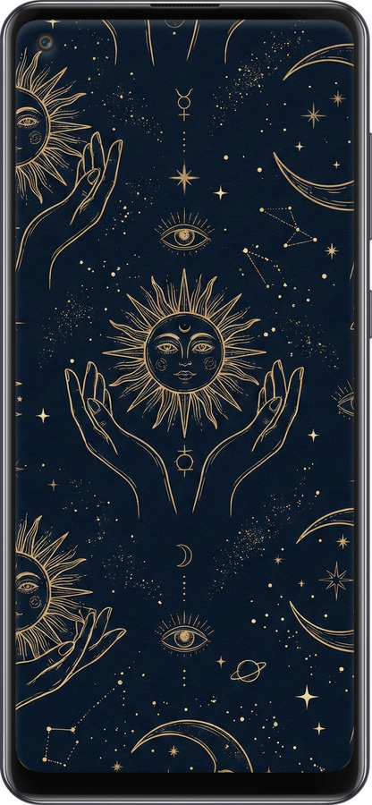 2D пластиковый чехол Celestial Harmony: Sun & Moon Gold Mystic Pattern для Samsung Galaxy A21s A217F - 6778t-1943 изображение 