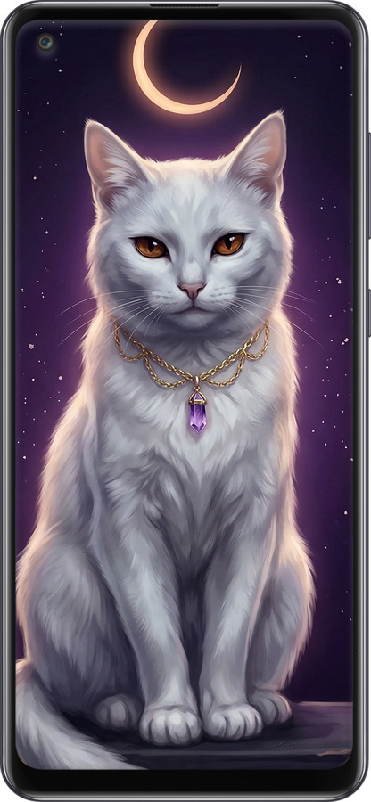 Силиконовый чехол Mystic White Cat Gothic Dark Purple Gold для Samsung Galaxy A21s A217F - 6805u-1943 изображение 