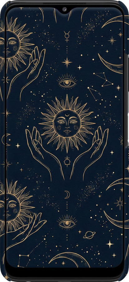 3D пластиковий матовий чехол Celestial Harmony: Sun & Moon Gold Mystic Pattern для Samsung Galaxy A22 5G A226B - 6778m-2581 изображение 