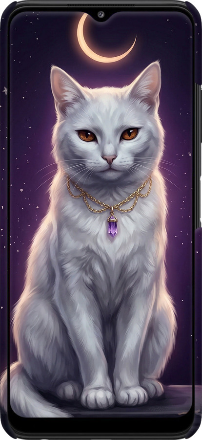 3D пластиковий матовий чехол Mystic White Cat Gothic Dark Purple Gold для Samsung Galaxy A22 5G A226B - 6805m-2581 изображение 