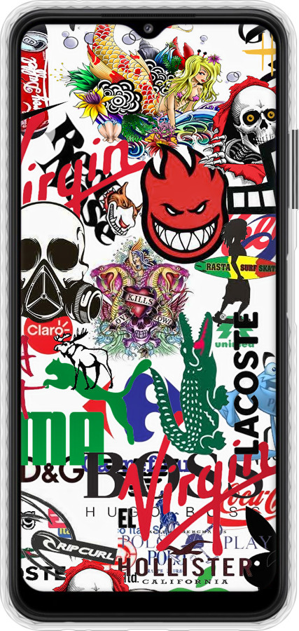 Чохол Bumper чехол Many different logos для Samsung Galaxy A22 5G A226B - 4022pc-2581 изображение 