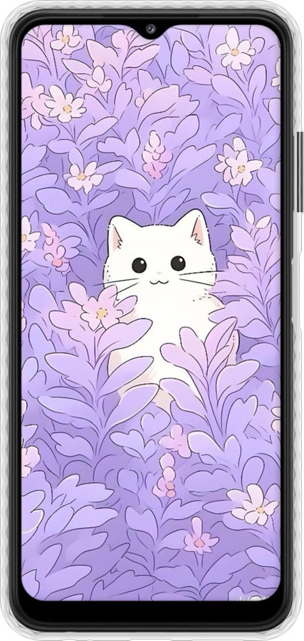 Чехол Bumper чехол Котик в цветах для Samsung Galaxy A22 5G A226B - 6390pc-2581 изображение 