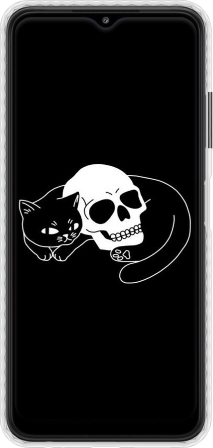 Чохол Bumper чехол Із зображенням кота та черепа для Samsung Galaxy A22 5G A226B - 6491pc-2581 изображение 