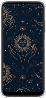 Силикон с усиленными углами чехол Celestial Harmony: Sun & Moon Gold Mystic Pattern для Samsung Galaxy A22 5G A226B - 6778sp-2581 изображение 