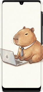 3D пластиковый матовый чехол Funny Capybara CEO Working для Samsung Galaxy M22 M225F - 6777m-2551 изображение 