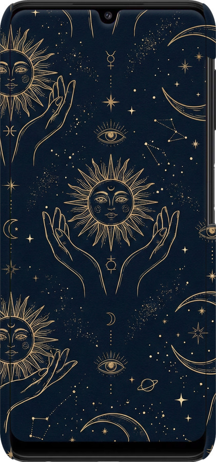 3D пластиковый матовый чехол Celestial Harmony: Sun & Moon Gold Mystic Pattern для Samsung Galaxy M22 M225F - 6778m-2551 изображение 