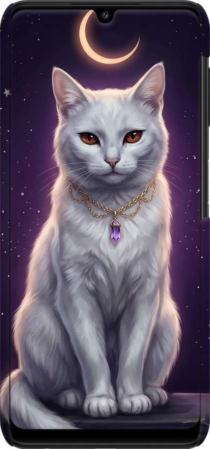 3D пластиковый матовый чехол Mystic White Cat Gothic Dark Purple Gold для Samsung Galaxy M32 M325F - 6805m-2558 изображение 