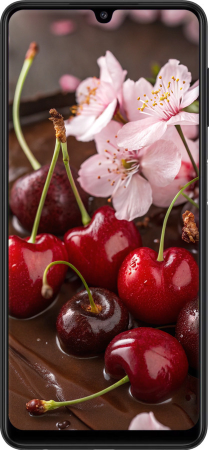 2D пластиковый чехол Вишня в шоколаде для Samsung Galaxy M32 M325F - 6698t-2558 изображение 