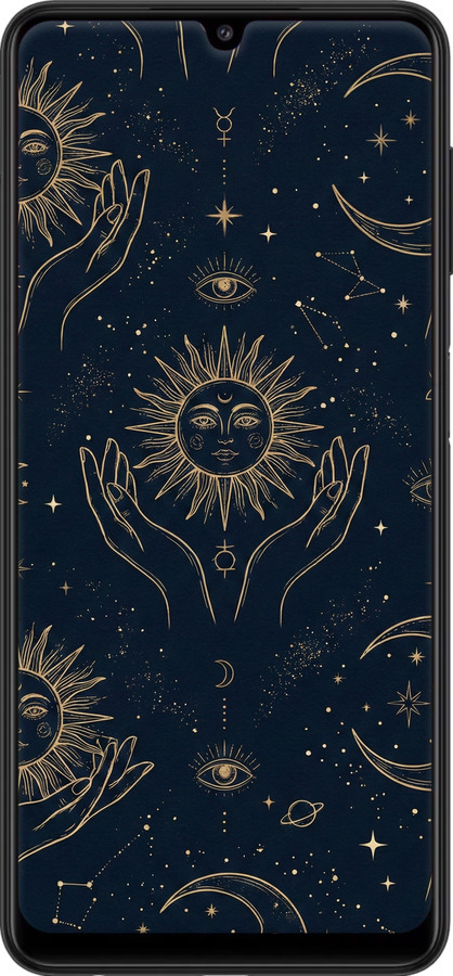 Силиконовый чехол Celestial Harmony: Sun & Moon Gold Mystic Pattern для Samsung Galaxy M22 M225F - 6778u-2551 изображение 