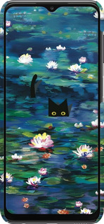3D пластиковий матовий чехол с изображением водяных лилий и кошек для Samsung Galaxy A23 A235F - 6257m-2587 изображение 