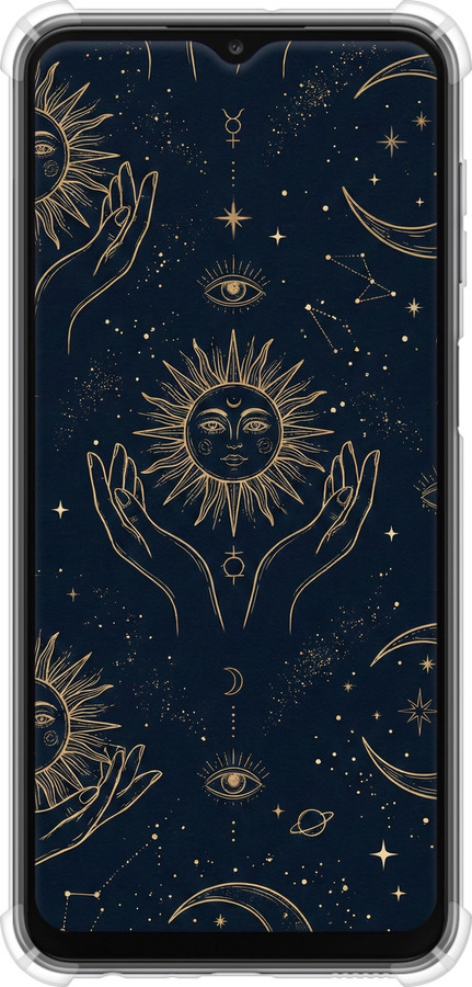 Силіконовий протиударний с посиленими кутами чехол Celestial Harmony: Sun & Moon Gold Mystic Pattern для Samsung Galaxy A23 A235F - 6778sp-2587 изображение 