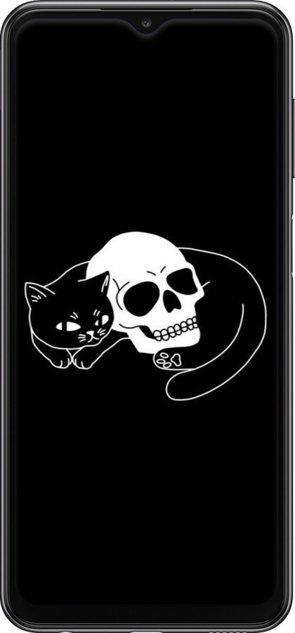 Силиконовый чехол С изображением кота и черепа для Samsung Galaxy A23 A235F - 6491u-2587 изображение 