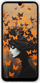 Силикон с усиленными углами чехол Чехол для телефона Девушка с оранжевыми бабочками для Samsung Galaxy A24 A245F - 5940sp-3020 изображение 