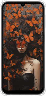 Силикон с усиленными углами чехол Девушка с оранжевыми бабочками для Samsung Galaxy A24 A245F - 5941sp-3020 изображение 