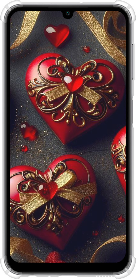 Силикон с усиленными углами чехол Сердечки v4 для Samsung Galaxy A24 A245F - 5834sp-3020 изображение 
