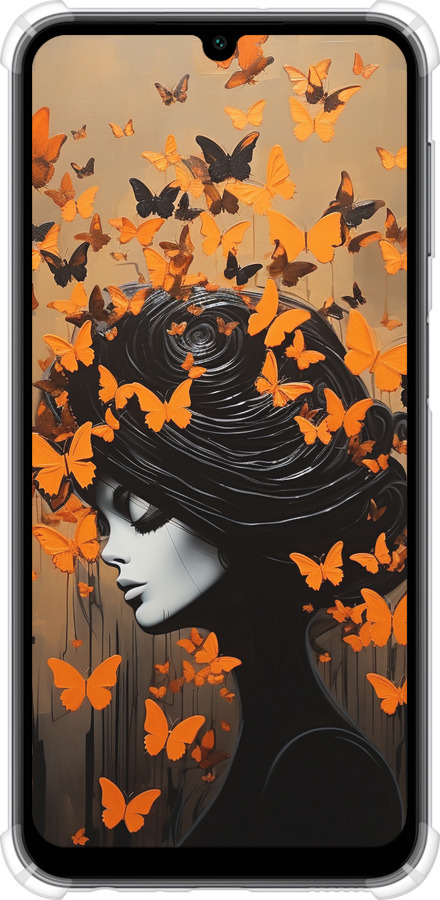 Силикон с усиленными углами чехол Чехол для телефона Девушка с оранжевыми бабочками для Samsung Galaxy A24 A245F - 5940sp-3020 изображение 