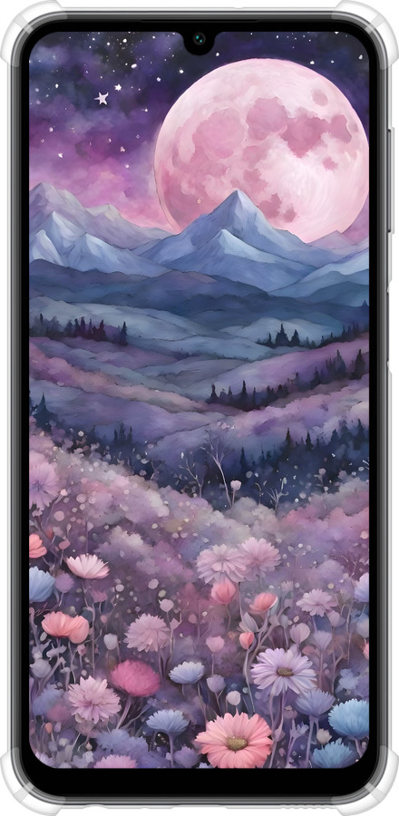 Силикон с усиленными углами чехол Ночь луна арт для Samsung Galaxy A24 A245F - 6319sp-3020 изображение 