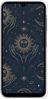 Силіконовий протиударний с посиленими кутами чехол Celestial Harmony: Sun & Moon Gold Mystic Pattern для Samsung Galaxy A25 5G - 6778sp-3495 изображение 
