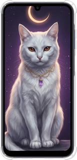 Силикон с усиленными углами чехол Mystic White Cat Gothic Dark Purple Gold для Samsung Galaxy A25 5G - 6805sp-3495 изображение 