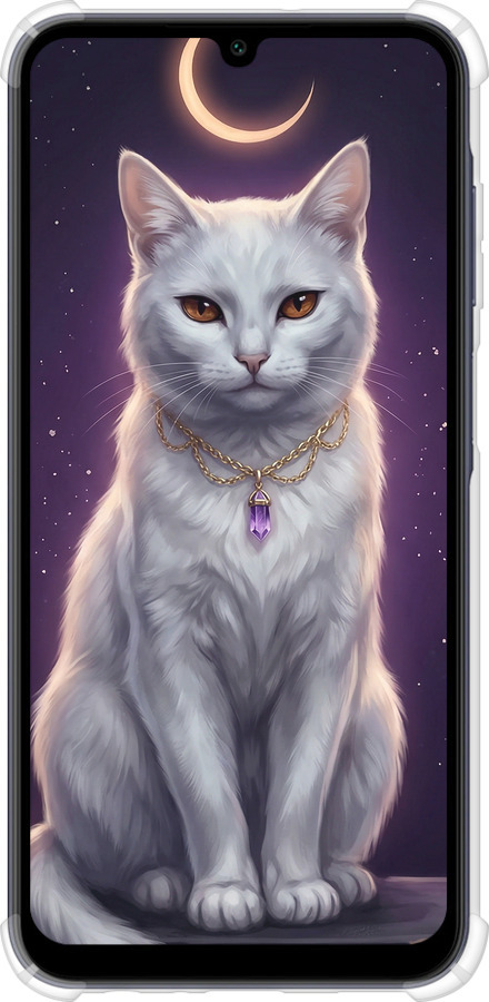 Силикон с усиленными углами чехол Mystic White Cat Gothic Dark Purple Gold для Samsung Galaxy A25 5G - 6805sp-3495 изображение 