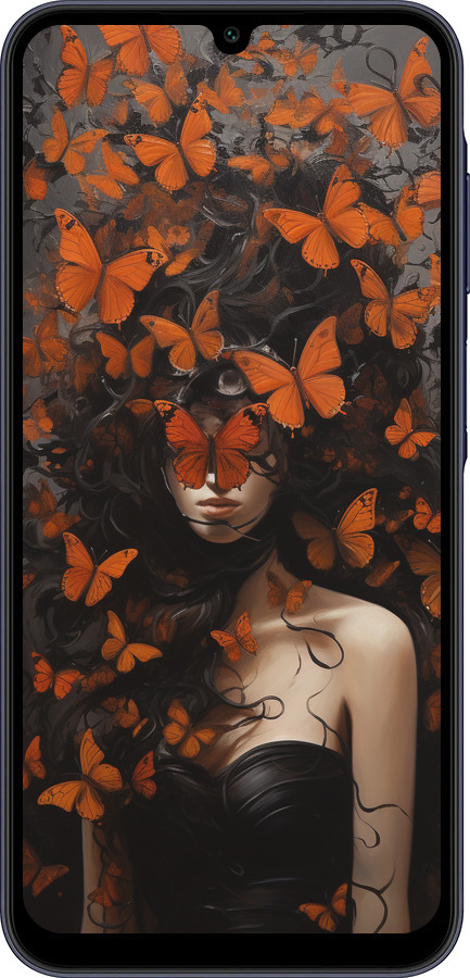 Силіконовий чехол Дівчина з помаранчевими метеликами для Samsung Galaxy A25 5G - 5941u-3495 изображение 
