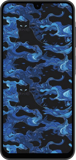 Силиконовый чехол Абстрактный узор черных котов на синем фоне для Samsung Galaxy A26 - 6525u-3881 изображение 