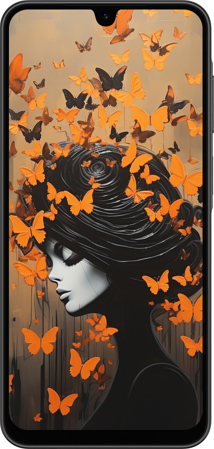 Силіконовий чехол Чохол для телефону Дівчина з помаранчевими метеликами для Samsung Galaxy A26 - 5940u-3881 изображение 