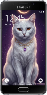 2D пластиковый чехол Mystic White Cat Gothic Dark Purple Gold для Samsung Galaxy A3 (2016) A310F - 6805t-159 изображение 
