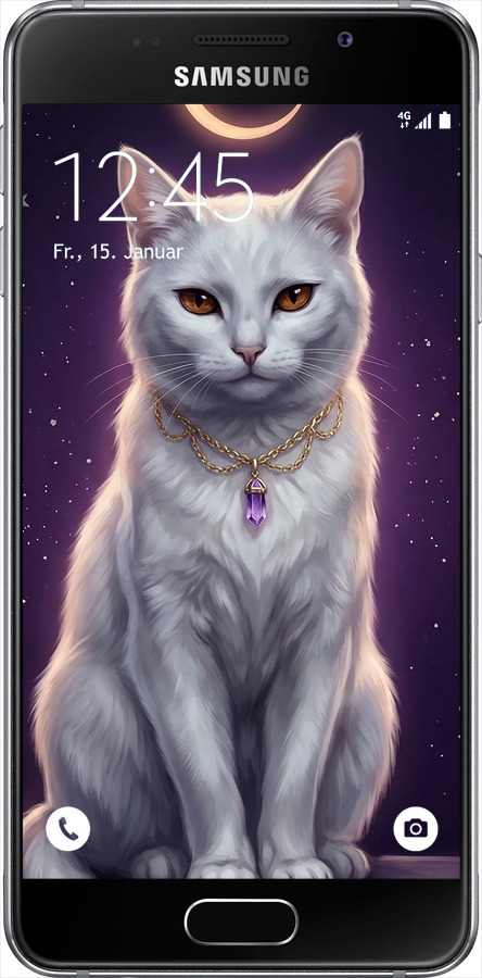 2D пластиковый чехол Mystic White Cat Gothic Dark Purple Gold для Samsung Galaxy A3 (2016) A310F - 6805t-159 изображение 