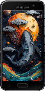 3D пластиковый матовый чехол Кит в космосе для Samsung Galaxy A3 (2017) - 6328m-443 изображение 