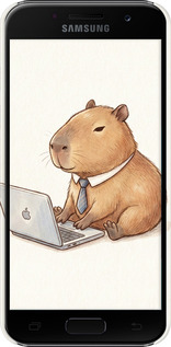 3D пластиковый матовый чехол Funny Capybara CEO Working для Samsung Galaxy A3 (2017) - 6777m-443 изображение 