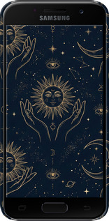 3D пластиковый матовый чехол Celestial Harmony: Sun & Moon Gold Mystic Pattern для Samsung Galaxy A3 (2017) - 6778m-443 изображение 