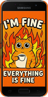 3D пластиковый матовый чехол Funny Cat для Samsung Galaxy A3 (2017) - 6786m-443 изображение 