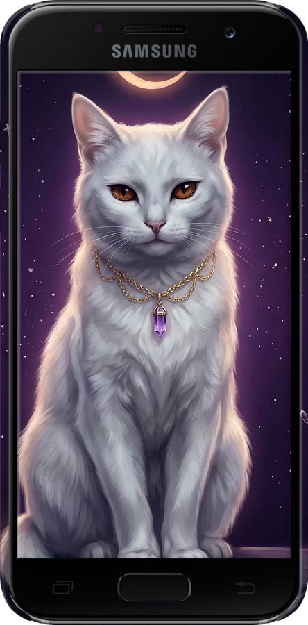 3D пластиковий матовий чехол Mystic White Cat Gothic Dark Purple Gold для Samsung Galaxy A3 (2017) - 6805m-443 изображение 