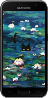 Силиконовый чехол із зображенням водяних лілій та кішок для Samsung Galaxy A3 (2017) - 6257u-443 изображение 