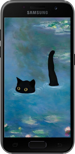 Силіконовий чехол Із зображенням кота та водяної лілії Monet для Samsung Galaxy A3 (2017) - 6519u-443 изображение 