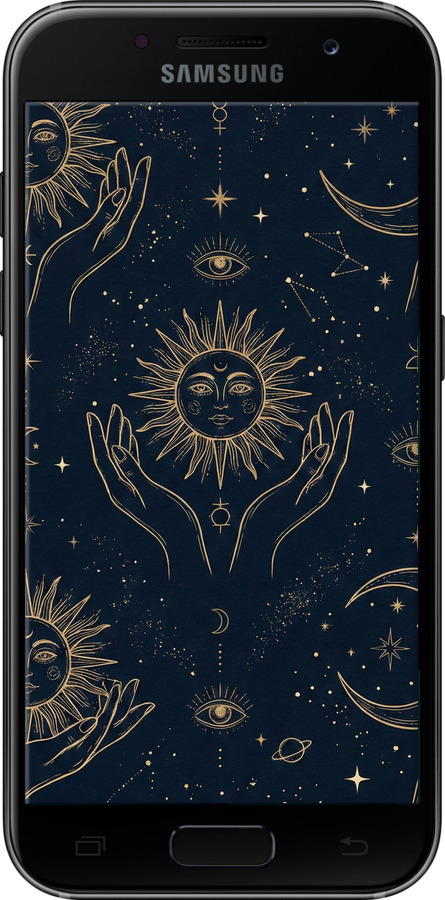 Силиконовый чехол Celestial Harmony: Sun & Moon Gold Mystic Pattern для Samsung Galaxy A3 (2017) - 6778u-443 изображение 