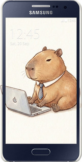 3D пластиковый матовый чехол Funny Capybara CEO Working для Samsung Galaxy A3 A300H - 6777m-72 изображение 