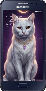 3D пластиковий матовий чехол Mystic White Cat Gothic Dark Purple Gold для Samsung Galaxy A3 A300H - 6805m-72 изображение 
