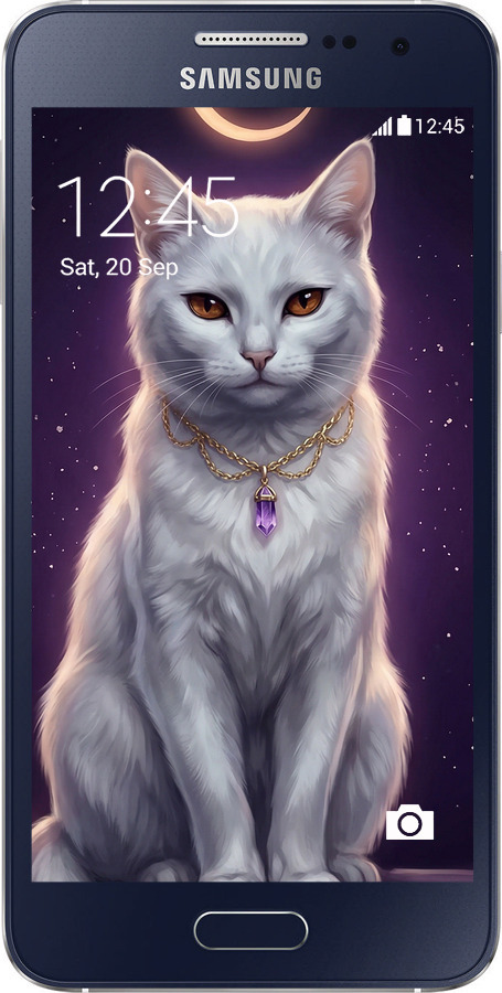 2D пластиковий чехол Mystic White Cat Gothic Dark Purple Gold для Samsung Galaxy A3 A300H - 6805t-72 изображение 